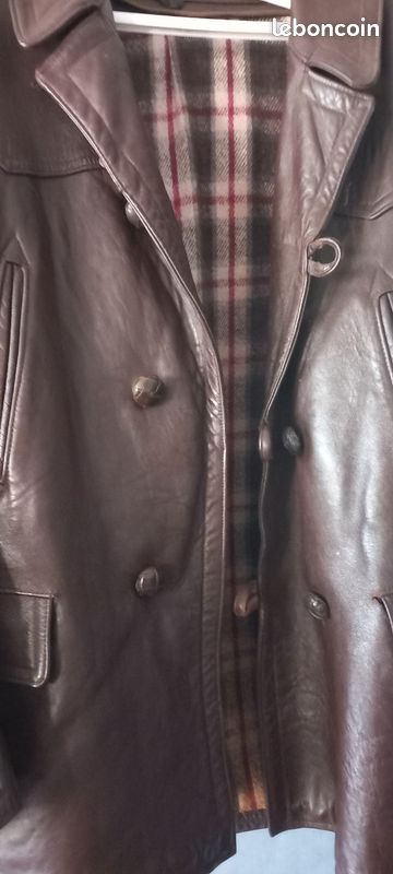 Veste Canadienne Vintage Des Années 40 - Taille L, Marron, Doublure Mouton - Occasion Parfait état (un Bouton à Changer)