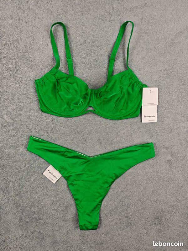 Maillot de bain brésilien 2 pièces Passionata neuf – Taille 85D / 38 – Femme – Vert – Avec armature (image 1)