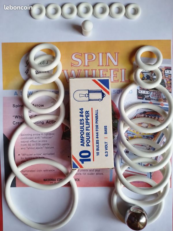 Flipper.gottlieb -spin wheel-kit complet bille ampoule elastiques (image 1)