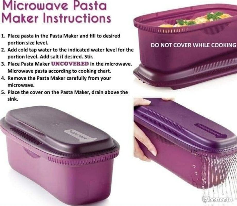 Tupperware - cuiseur à pates micro ondes - neuf et jamais servi (image 5)