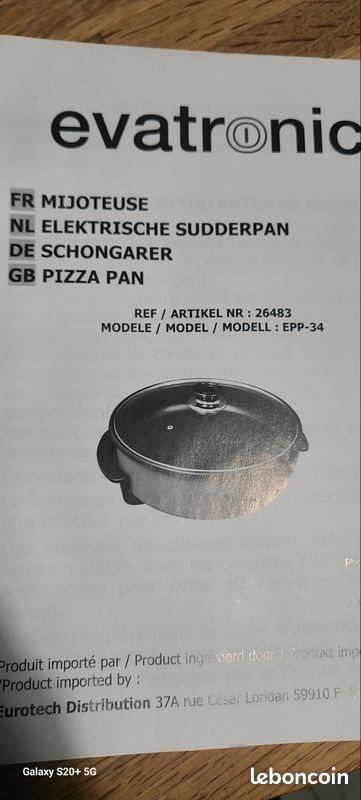 Mijoteuse / Poêle à pizza électrique Evatronic 1500W (Neuve) (image 11)