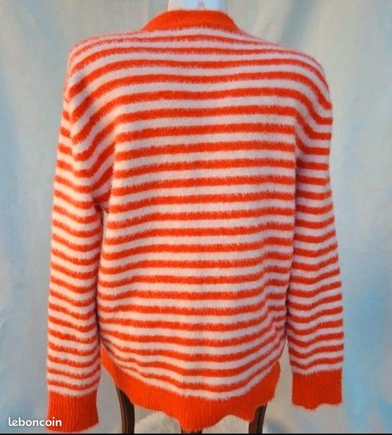 Cardigan oversize à rayures style papa (image 4)