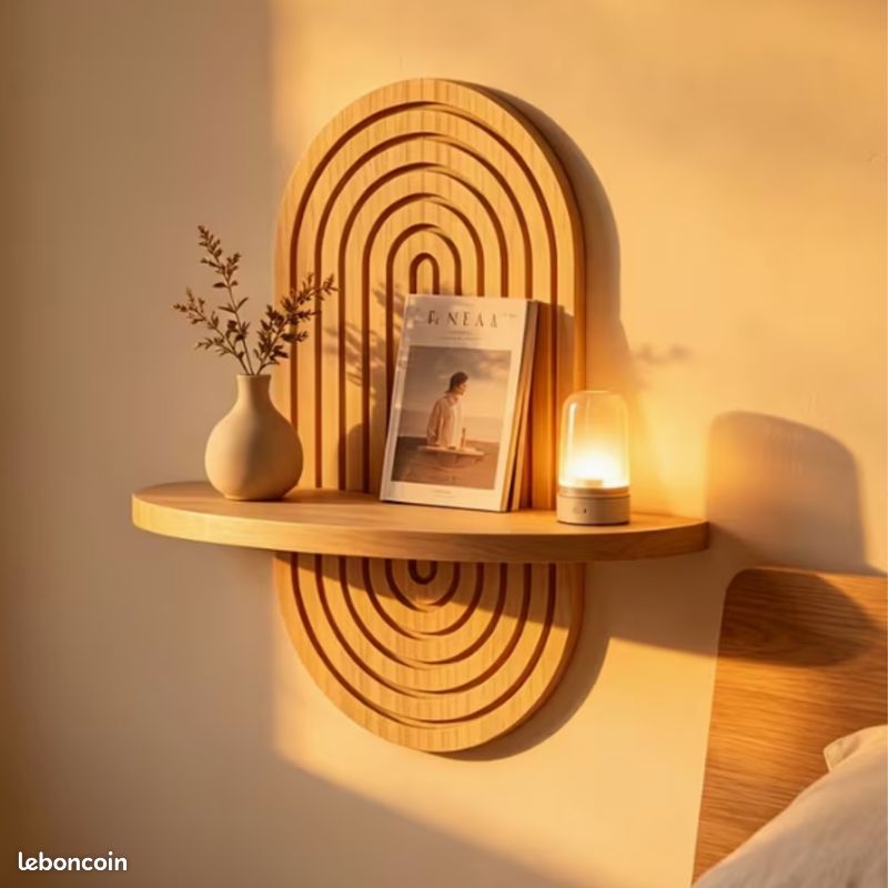 Étagère murale Large moderne en bois – Déco bohème. NEUF ✅ VENDEUR PRO (image 3)