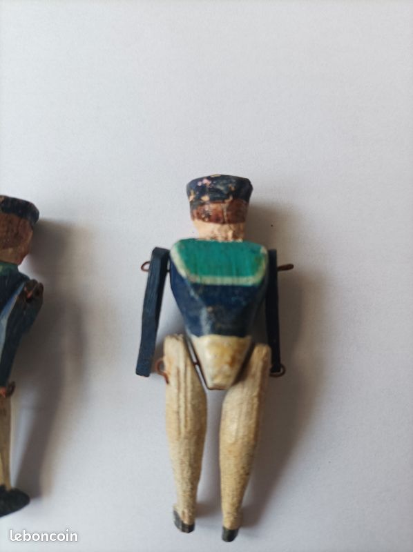 Ancien Jouet Figurine Marin Bois Peint – Canot Voilier Radiguet, 1880, Rare