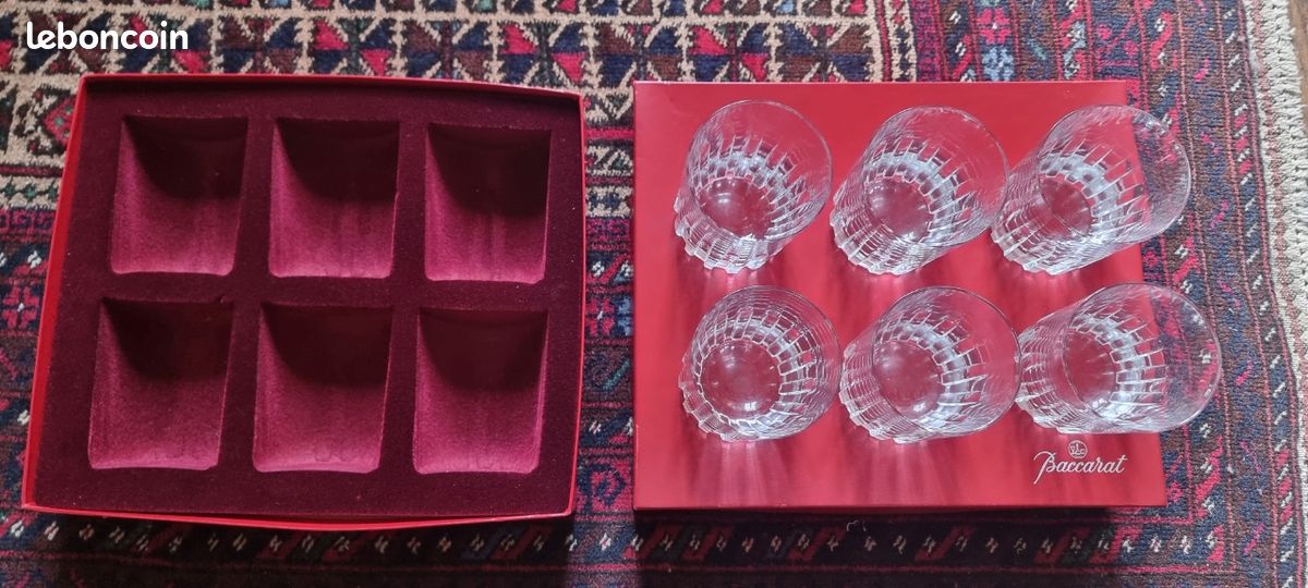 Lot De 6 Verres à Vin Rouge Baccarat D'Assas N°3 - Découpe - Boîte D'Origine