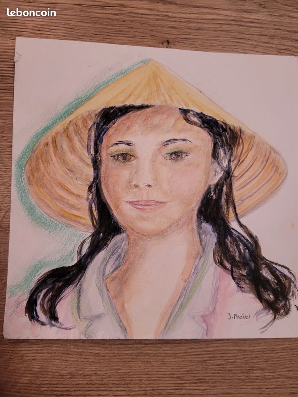 Aquarelle, jeune fille d'Asie (image 2)