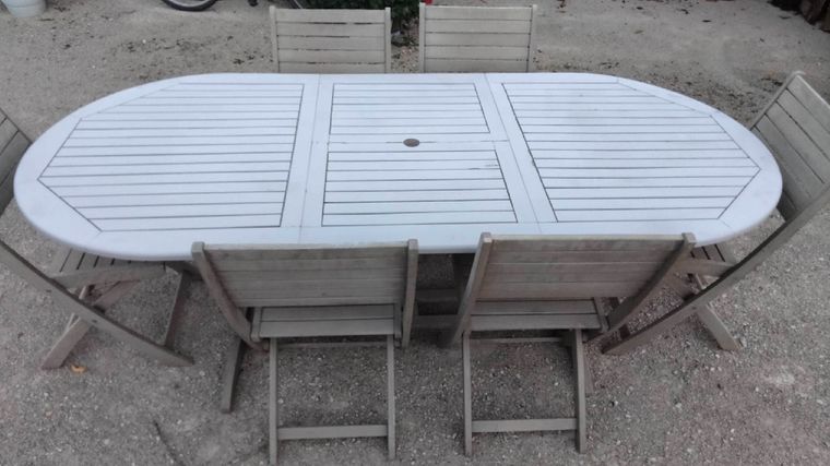 Table de jardin extensible Santorin en aluminium coloris sable L.180/260 x  l.100 x H.75 cm