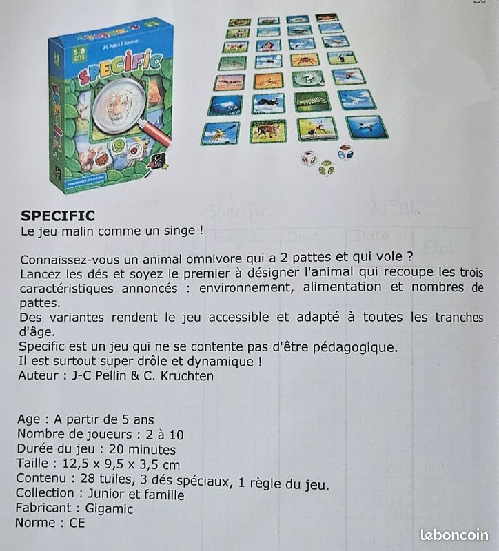 Gigamic Specific – Gioco Da Tavolo Educativo Per Bambini 5-9 Anni – Indovina L'Animale Con Dadi – 2-10 Giocatori