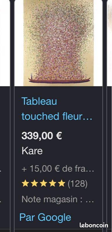 Tableau touched fleurs pirogue 120x160cm doré et rose kare design (image 8)