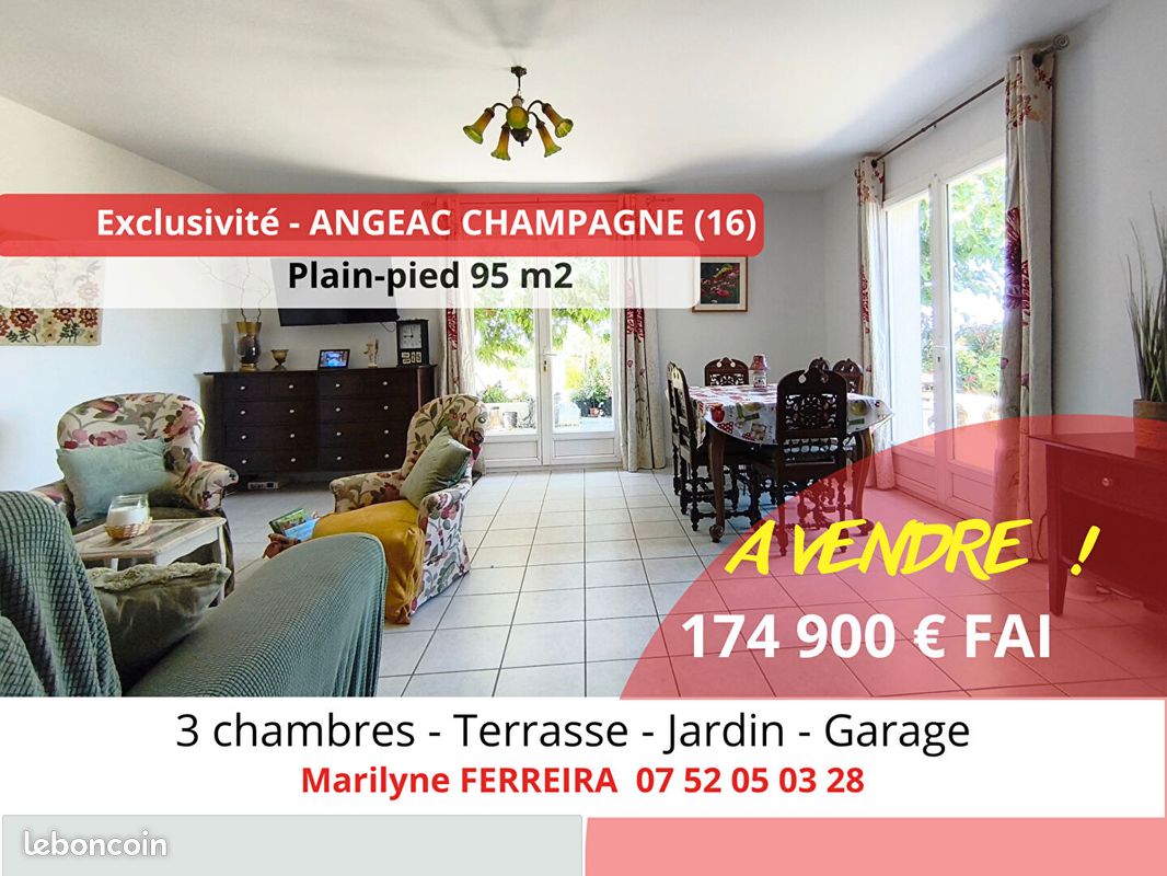 Maison 4 pièces 95 m² · à Angeac-Champagne · 95 m² · 174 900 €