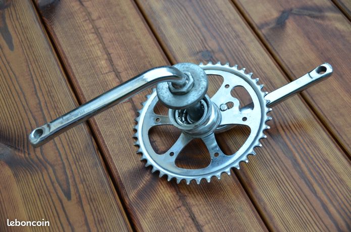 Pédalier BMX Old School Neco 893 - Manivelle Une Pièce - Argent - Vintage Incomplet