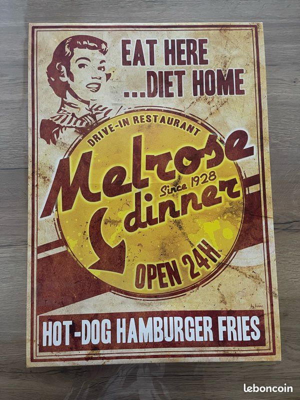 🍟 Tableau vintage “Melrose Diner” – style américain rétro (image 1)
