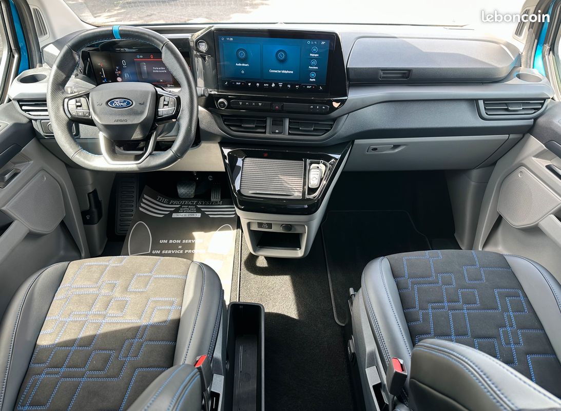 Ford Transit Custom MS-RT 2,0 ECOBLUE 170CV BVA L1 H1 CABINE APPROFONDIE GPS CARPLAY + CAMERA + ATTELAGE + DOUBLES PORTES (image 7)