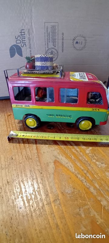 Bus Renault SG2 En Tôle 24 Cm - Bleu, Métal, Miniature De Récupération, D'occasion
