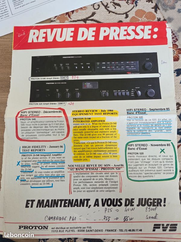 Ampli vintage intégré Proton D540 (image 8)