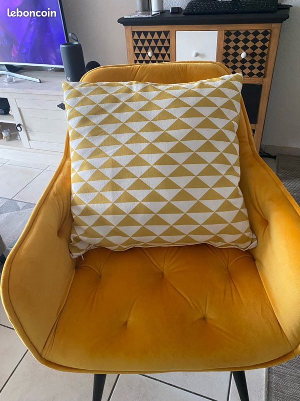 Vends 4 coussins jaune/ blanc 5 l’unité ou 20 les 4 (image 1)