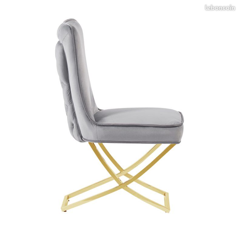 Lot de 2,4,6,8 CHAISE GABRIELLE GOLD VELOURS GRIS (image 4)