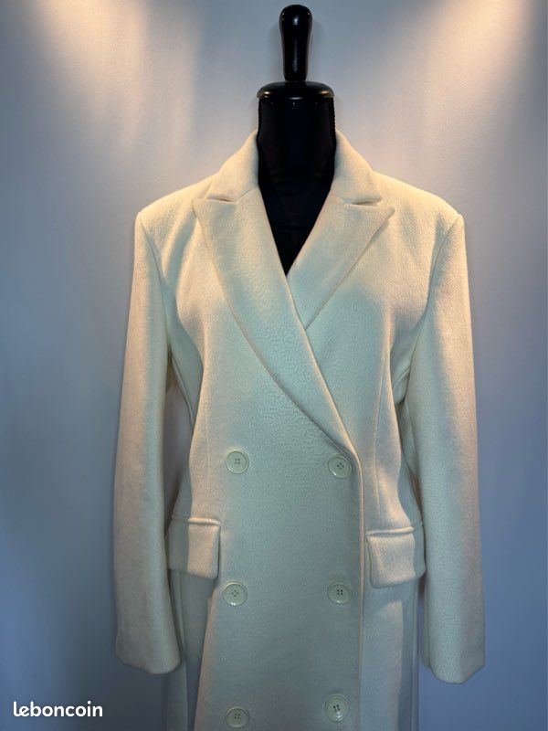 Manteau Long Femme En Laine Crème - Taille 36/38 - Neuf Sans étiquettes - Style Basique