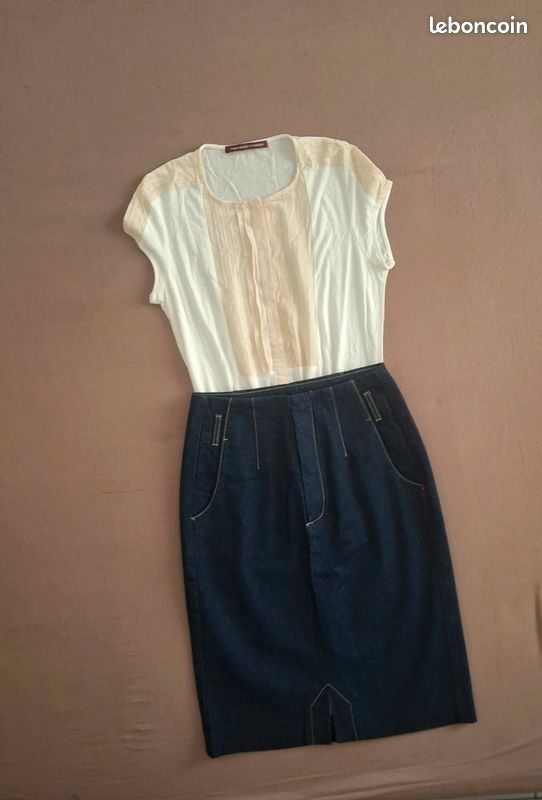 Jupe crayon vintage en jean Taille haute (image 8)