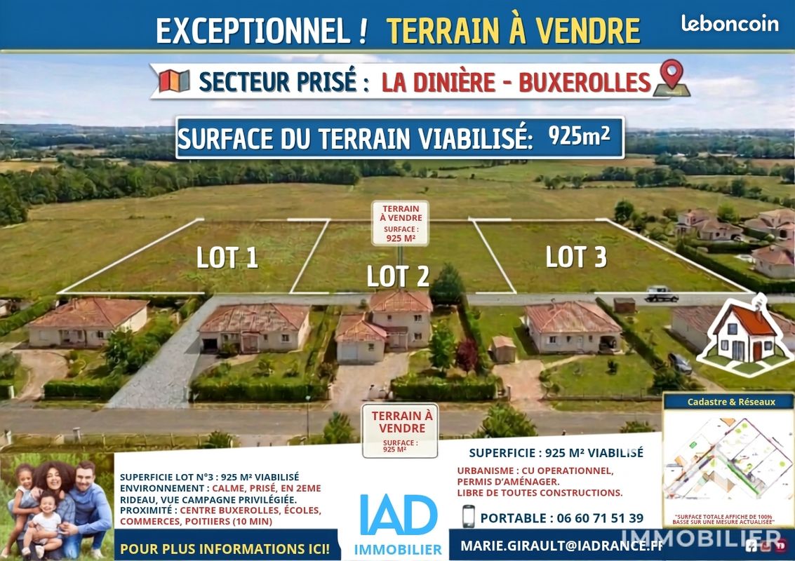 Terrain 925 m² · à Buxerolles · 925 m² · 161 000 €