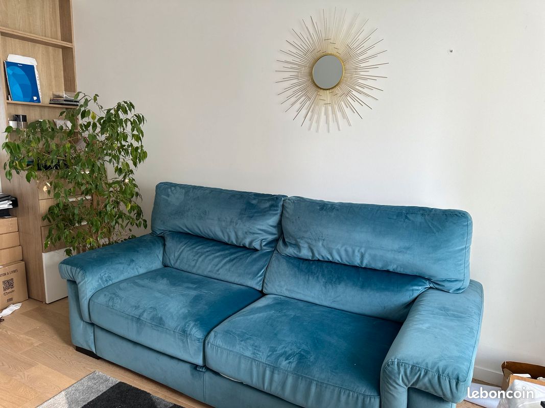 Canapé escamotable poltronesofa velours bleu canard (image 6)