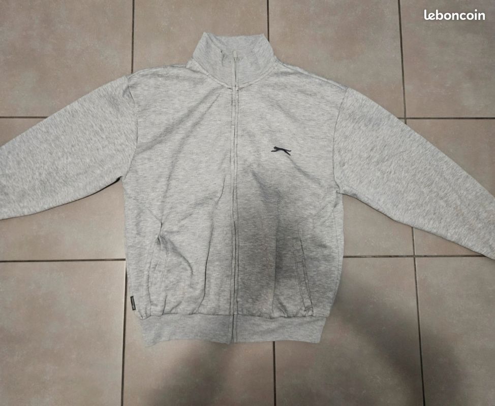 Sweat Capuche Homme Slazenger 2XL Gris - Fermeture Intégrale - Très Bon État
