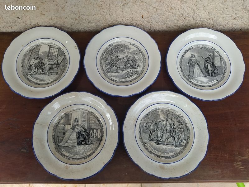 5 assiettes parlantes Mousquetaires HB de Choisy le roi (image 2)