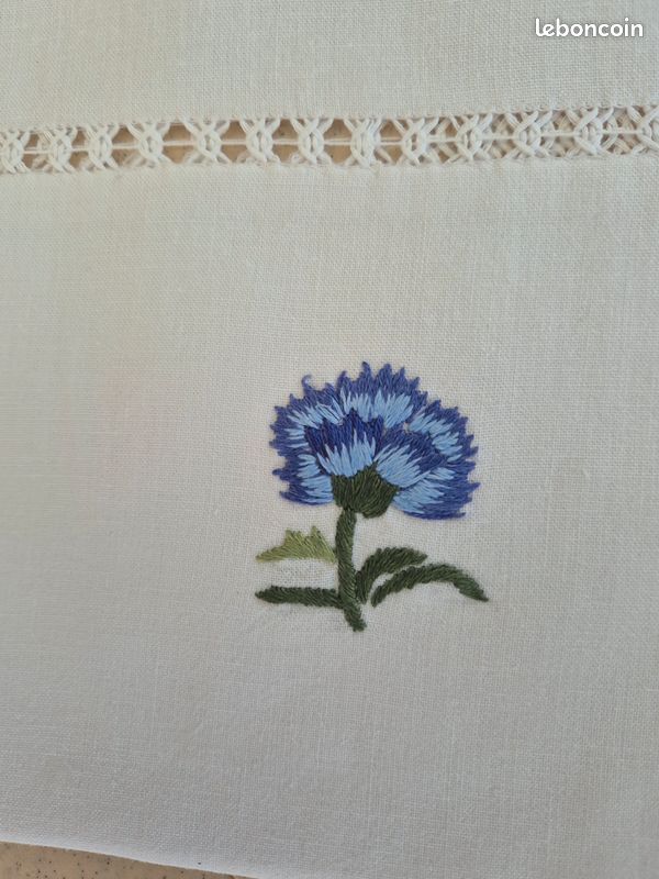 Nappe Ancienne Brodée D'Italie - 90x90 Cm, Couleur Crème Coton - Neuf Avec étiquettes