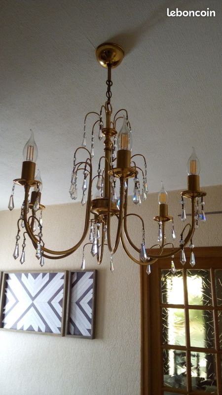 Lustre laiton et cristal (image 2)