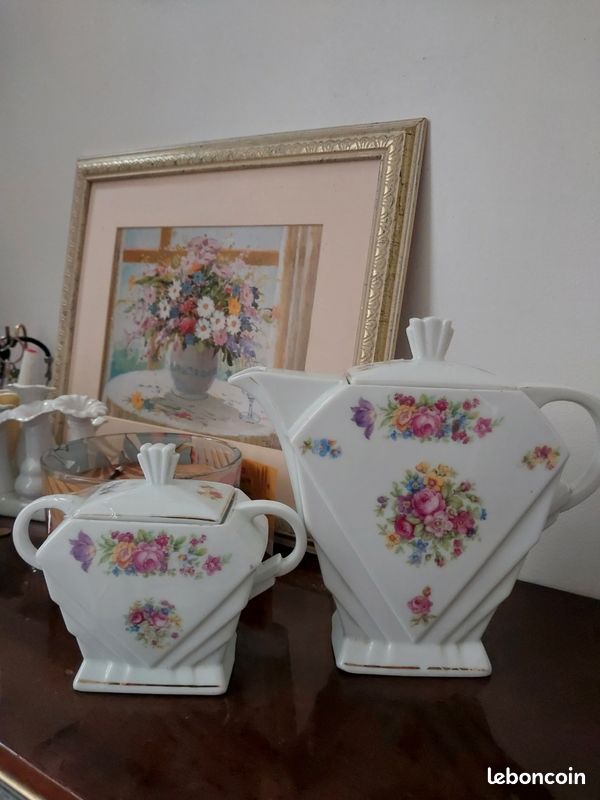 Duo théière et sucrier art déco (image 1)
