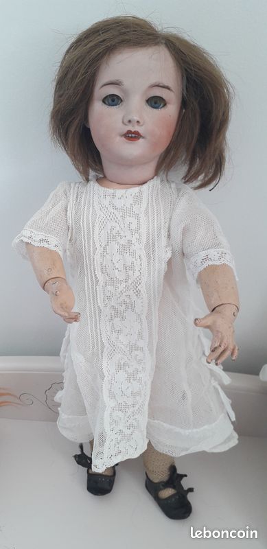 Poupée Ancienne Composition 40cm – Cheveux Naturels – France – Années 1970 – Bon état