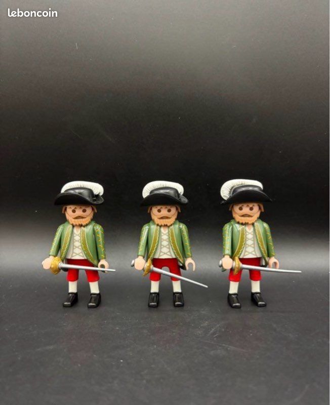 Playmobil 3 mousquetaires soldat anglais français avec chapeau (image 1)