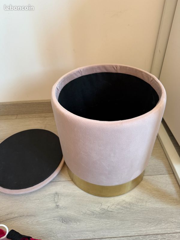 Pouf coffre rose/or (image 1)