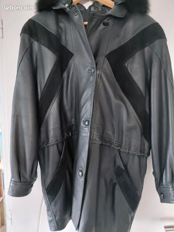 Manteau (femme) en cuir a capuche taille 40 (image 1)