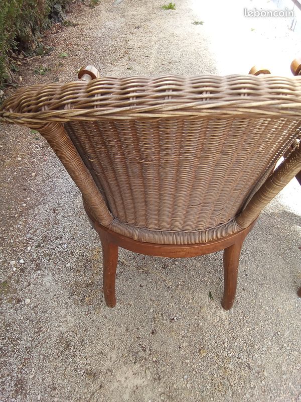 2 ancien fauteuil osier et bois (image 5)