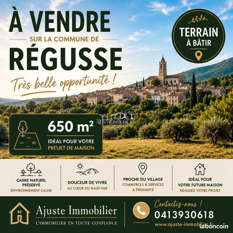 Terrain 650 m² · à Régusse · 650 m² · 75 000 €