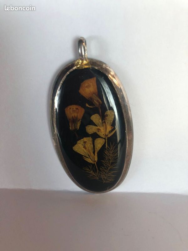 Joli pendentif vintage inclusion et argent (image 3)