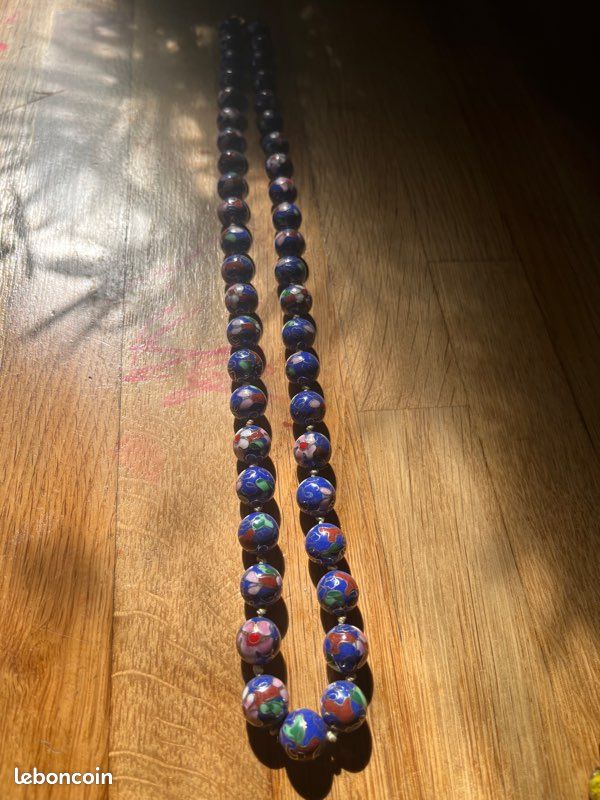 Bijou sautoir cloisonné vintage (image 2)