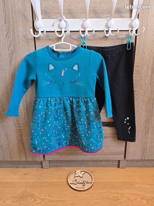 Vêtement Bébé Fille Ensemble Robe et legging Petit Béguin 12