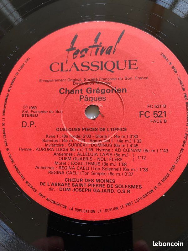 Vinyle Pâques chœurs des moines de Solesmes (image 2)