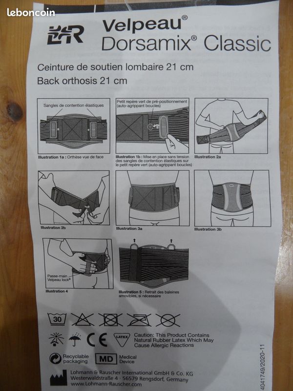 💥 Ceinture de Soutien lombaire Dorsamix VELPEAU grande taille
