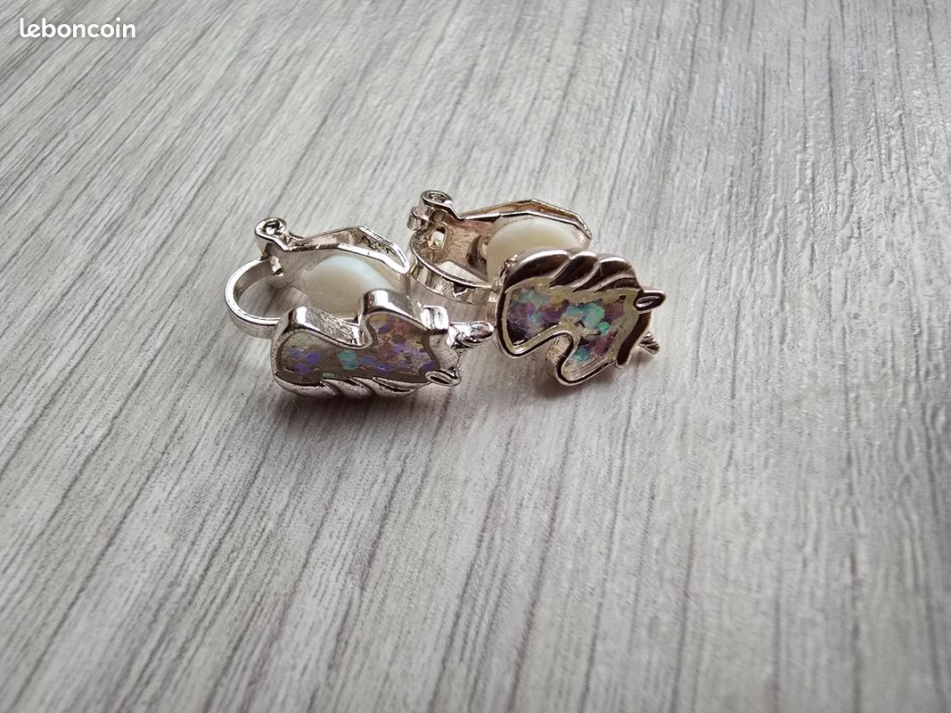 Boucles D'oreilles Licorne Argent Cabochon 16 Mm - Dormeuses Acier Inoxydable