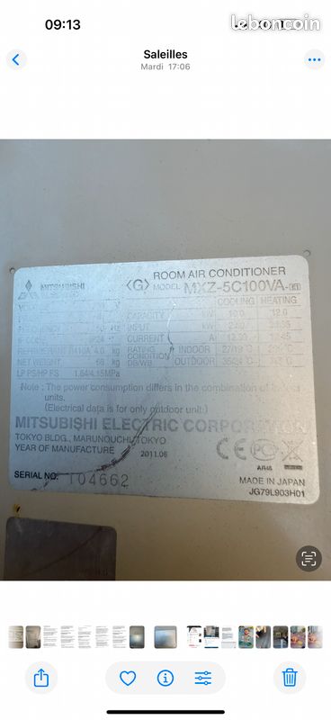 Cherche unité extérieure Clim Mitsubishi MXZ-5C100VA (image 2)