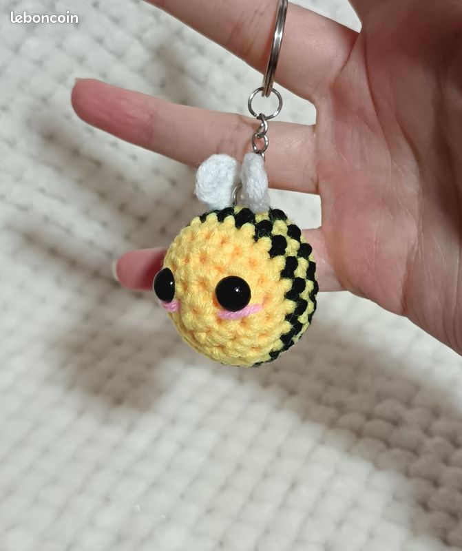 Porte-clés Abeille En Laine à Tricoter - Décoration Mignonne - Porte-bonheur Et Support émotionnel - Cadeau