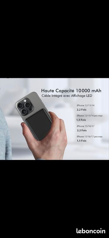 Batterie de secours power bank 10.000 mAh magsafe neuve (image 14)