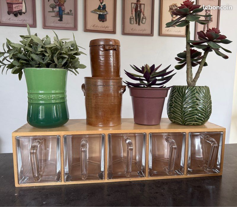 IKEA Forhoja vintage meuble étagère à épices en bois et verre (image 1)