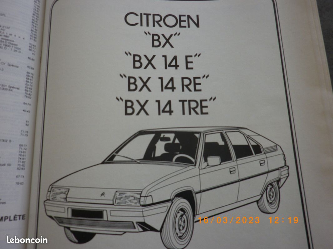 Revue technique CITROEN BX 14E 14RE 14TRE 83 (image 2)