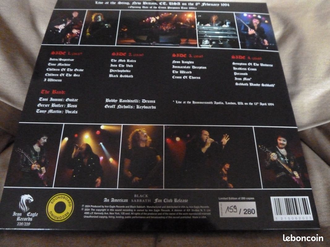 BLACK SABBATH"live at the sting USA 1994 double vinyles blancs (image 3)