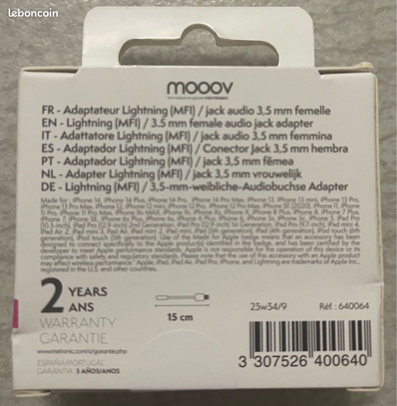 Adaptateur MFI à Jack Mooov (image 2)