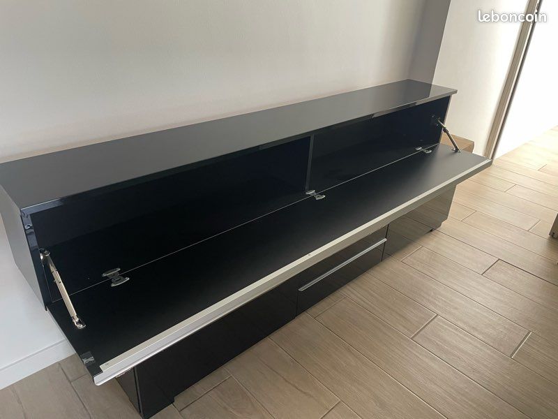 Meuble tv besta noir laqué + étagère murale (image 10)
